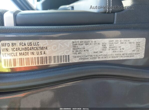 1C4RJHBG4RC679814 2024 JEEP GRAND CHEROKEE Gray Widok komory silnika