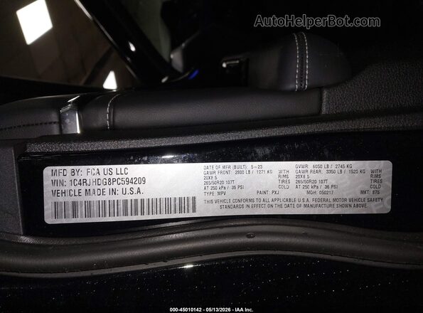 1C4RJHDG8PC594209 2023 JEEP GRAND CHEROKEE Black Շարժիչի բաժամունքի տեսք