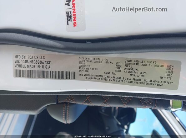 1C4RJHEG8S8674331 2025 JEEP GRAND CHEROKEE White Engine compartment view