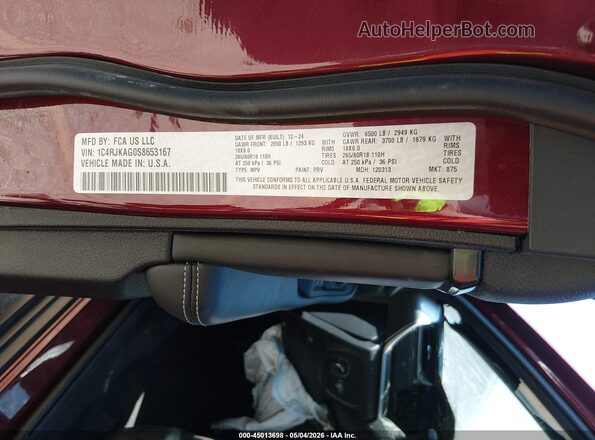 1C4RJKAG0S8653167 2025 JEEP GRAND CHEROKEE L Maroon Vista del compartimento del motor