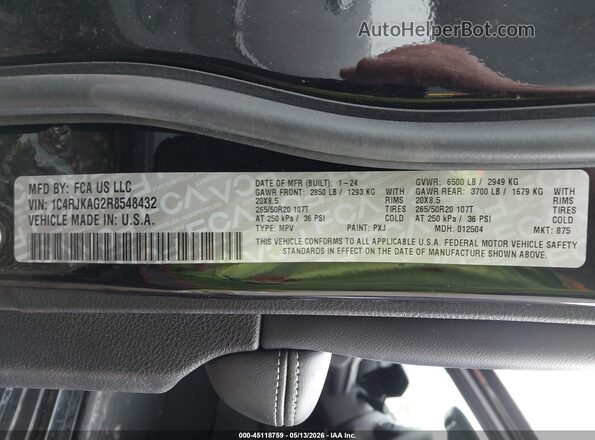 1C4RJKAG2R8548432 2024 JEEP GRAND CHEROKEE L Черный Вид подкапотного пространства
