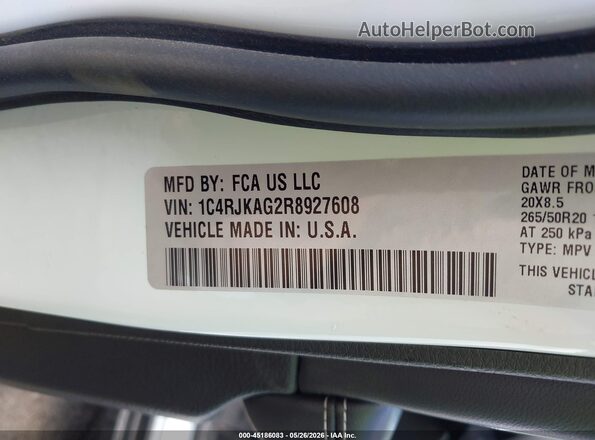 1C4RJKAG2R8927608 2024 JEEP GRAND CHEROKEE L White Շարժիչի բաժամունքի տեսք