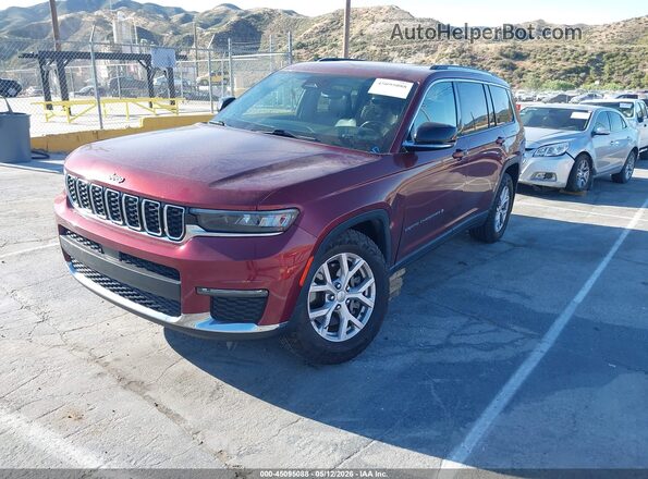 1C4RJKBG2M8125146 2021 JEEP GRAND CHEROKEE L Burgundy წინა მარცხენა ხედი სამი მეოთხედიდან