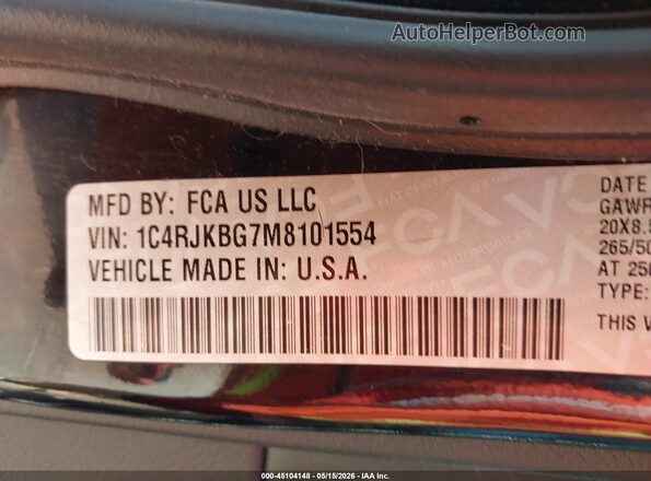 1C4RJKBG7M8101554 2021 JEEP GRAND CHEROKEE L Black Շարժիչի բաժամունքի տեսք