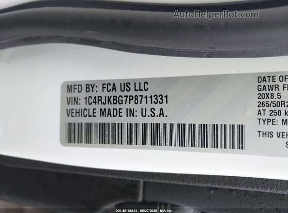 1C4RJKBG7P8711331 2023 JEEP GRAND CHEROKEE L White Вид підкапотного простору