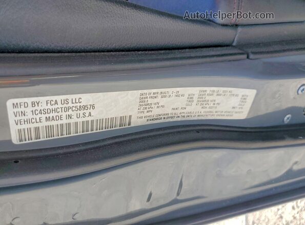 1C4SDHCT0PC589576 2023 DODGE DURANGO Gray Вид наклейки з VIN-кодом
