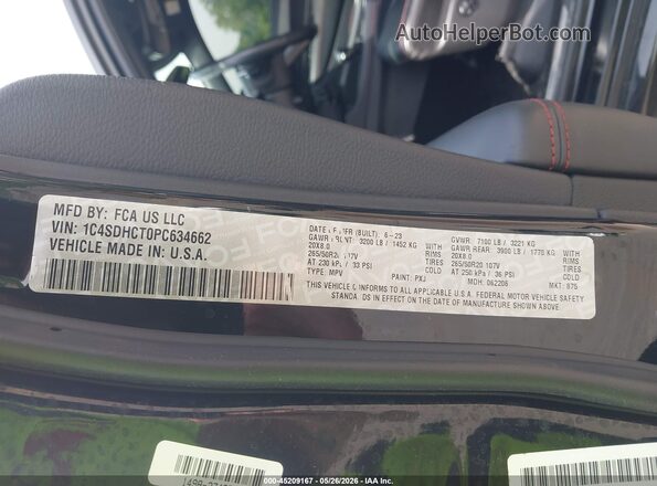 1C4SDHCT0PC634662 2023 DODGE DURANGO Black Շարժիչի բաժամունքի տեսք