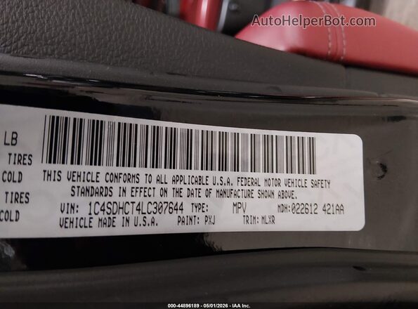 1C4SDHCT4LC307644 2020 DODGE DURANGO Black ძრავის განყოფილების ხედი