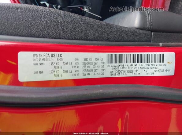 1C4SDHCT8KC820510 2019 DODGE DURANGO Red 