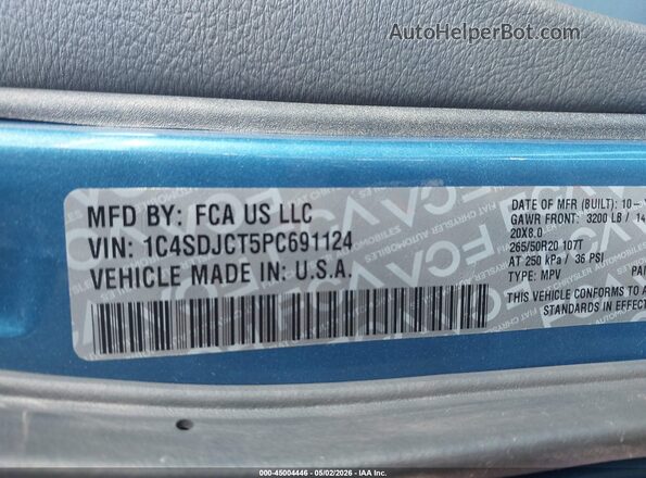1C4SDJCT5PC691124 2023 DODGE DURANGO Blue 