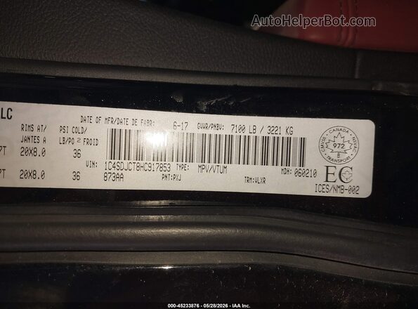 1C4SDJCT8HC917853 2017 DODGE DURANGO Black 