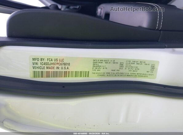 1C4SDJH97PC676010 2023 DODGE DURANGO White Engine compartment view