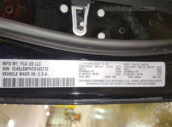 1C4SJSBP4TS163772 2026 JEEP GRAND Black VIN sticker view
