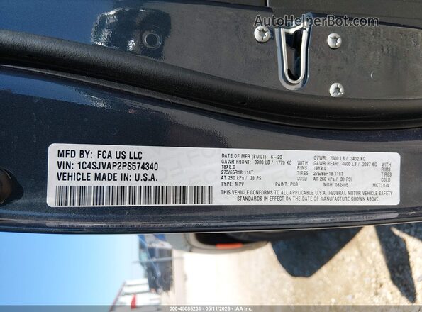 1C4SJVAP2PS574340 2023 JEEP WAGONEER Blue Vista del compartimento del motor