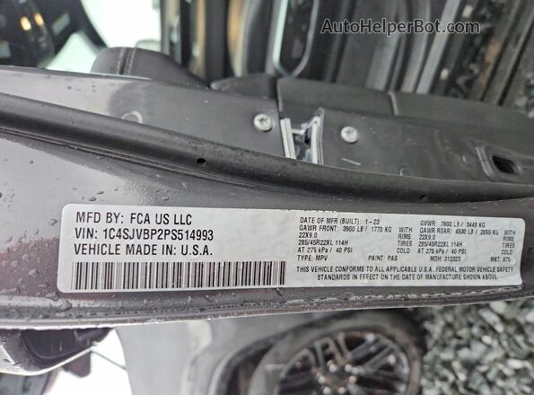 1C4SJVBP2PS514993 2023 JEEP WAGONEER Серый Вид наклейки с VIN-кодом