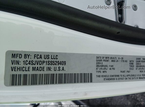 1C4SJVDP1SS529409 2025 JEEP WAGONEER White Vista del compartimento del motor