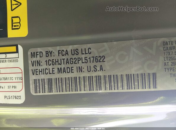 1C6HJTAG2PL517622 2023 JEEP GLADIATOR Gray ძრავის განყოფილების ხედი