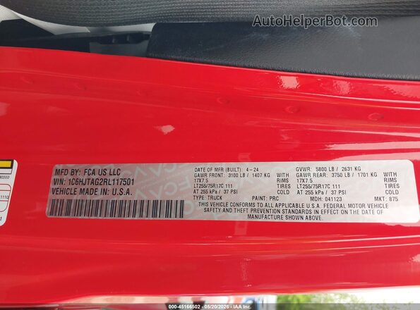 1C6HJTAG2RL117501 2024 JEEP GLADIATOR Red 