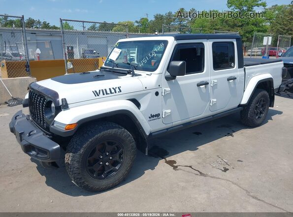1C6HJTAG8ML518141 2021 JEEP GLADIATOR White წინა მარცხენა ხედი სამი მეოთხედიდან