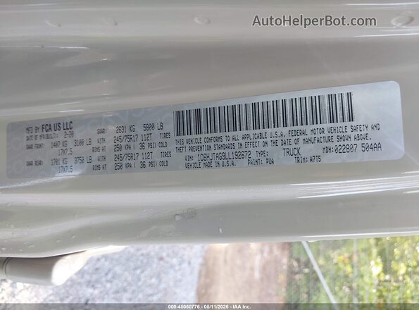 1C6HJTAG9LL192672 2020 JEEP GLADIATOR Tan Շարժիչի բաժամունքի տեսք