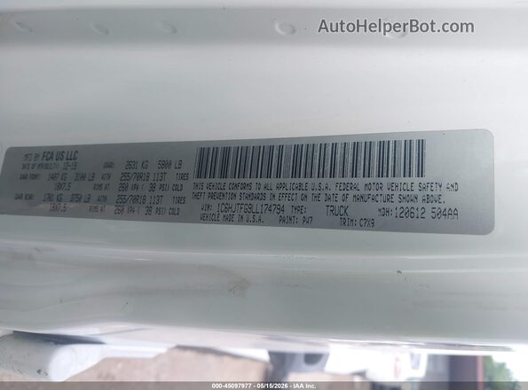 1C6HJTFG9LL174794 2020 JEEP GLADIATOR White 