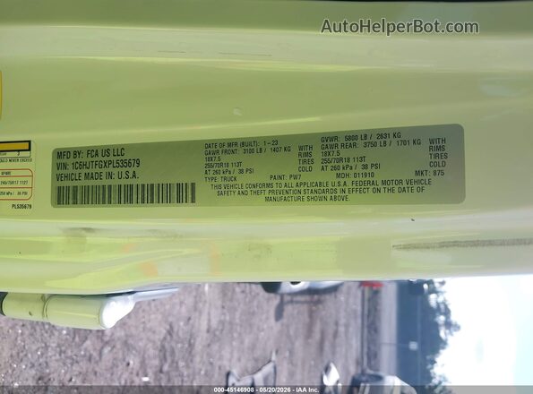 1C6HJTFGXPL535679 2023 JEEP GLADIATOR White Widok komory silnika