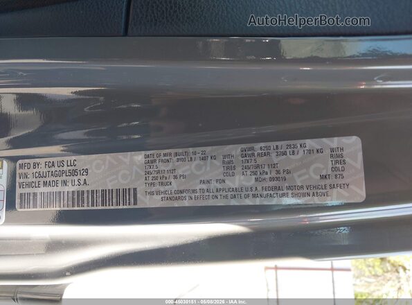 1C6JJTAG0PL505129 2023 JEEP GLADIATOR Gray Widok komory silnika