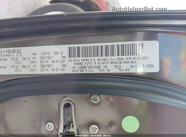 1C6RR6FT0KS745962 2019 RAM 1500 CLASSIC Gray Շարժիչի բաժամունքի տեսք