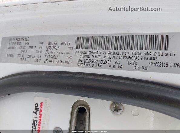1C6RR6KG2JS322467 2018 RAM 1500 White Engine compartment view