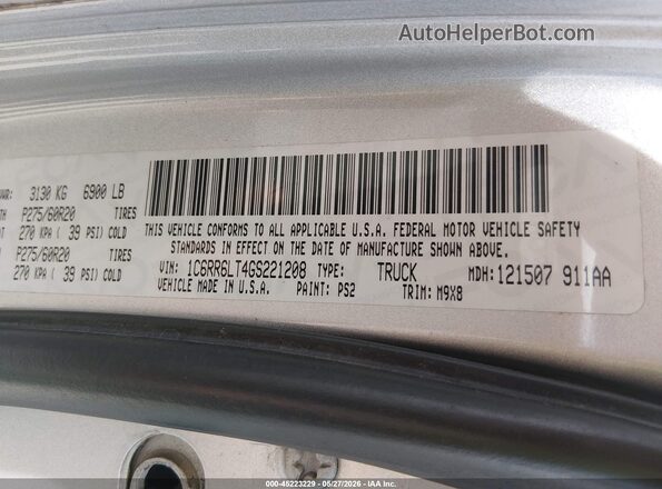 1C6RR6LT4GS221208 2016 RAM 1500 Silver 