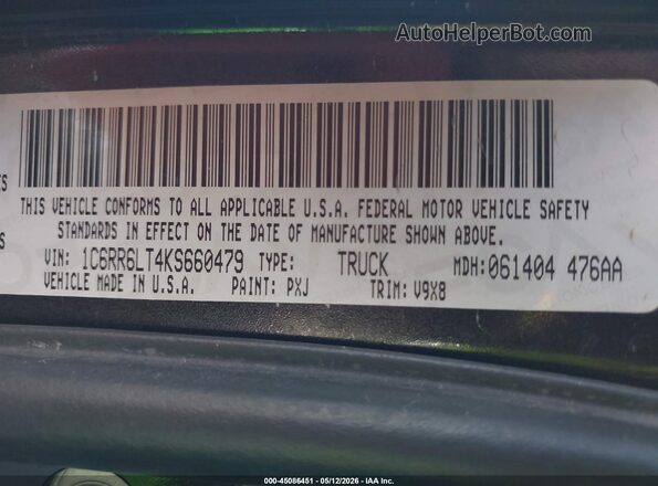 1C6RR6LT4KS660479 2019 RAM 1500 CLASSIC Black Engine compartment view