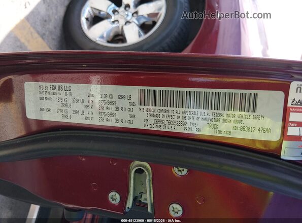 1C6RR6LT6KS532602 2019 RAM 1500 CLASSIC Burgundy Engine compartment view