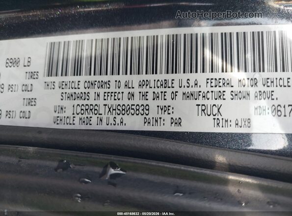 1C6RR6LTXHS805839 2017 RAM 1500 Gray Vista del compartimento del motor