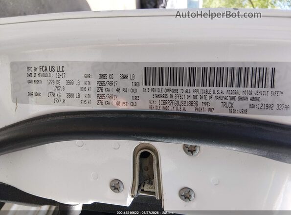 1C6RR7FG9JS218896 2018 RAM 1500 White Engine compartment view