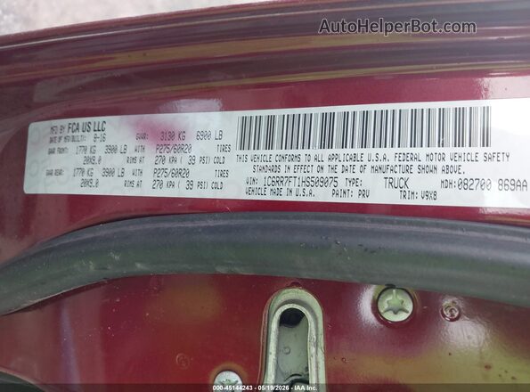 1C6RR7FT1HS509075 2017 RAM 1500 Champagne Widok komory silnika