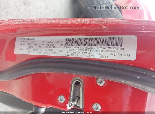 1C6RR7FT3JS184936 2018 RAM 1500 Red Engine compartment view