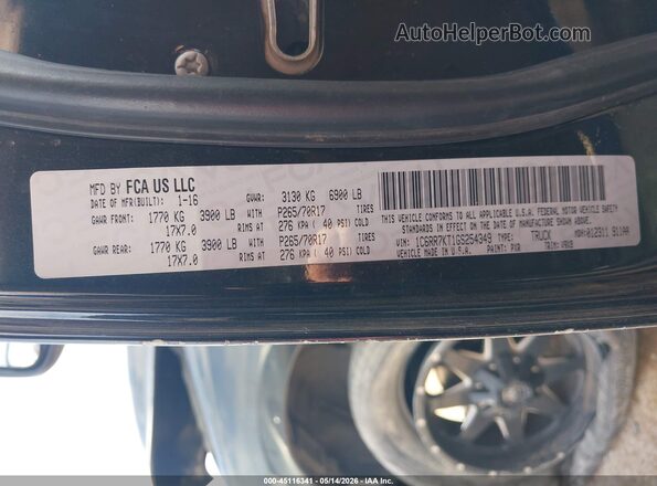 1C6RR7KT1GS254349 2016 RAM 1500 Black ძრავის განყოფილების ხედი