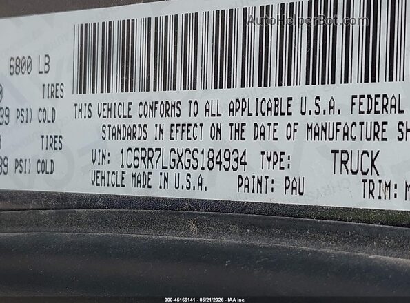 1C6RR7LGXGS184934 2016 RAM 1500 Gray Շարժիչի բաժամունքի տեսք