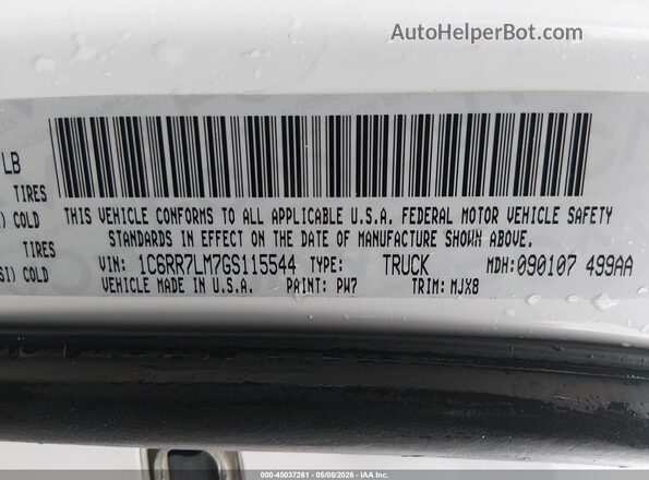 1C6RR7LM7GS115544 2016 RAM 1500 White Շարժիչի բաժամունքի տեսք