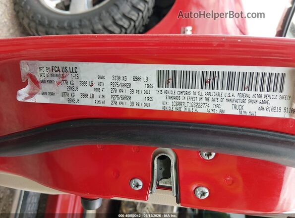 1C6RR7LT1GS222774 2016 RAM 1500 Red ძრავის განყოფილების ხედი