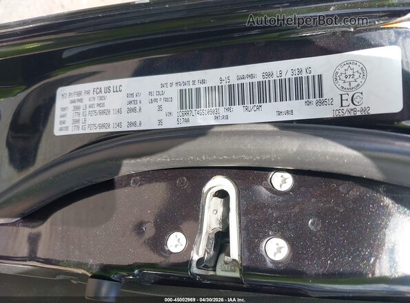 1C6RR7LT4GS109031 2016 RAM 1500 Черный Вид подкапотного пространства