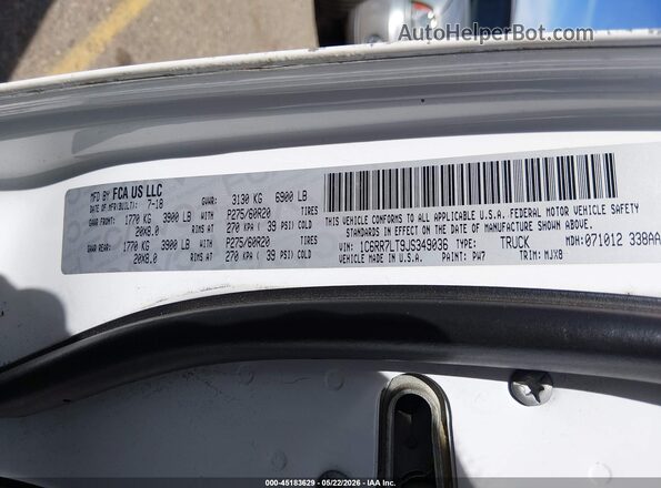 1C6RR7LT9JS349036 2018 RAM 1500 White Շարժիչի բաժամունքի տեսք