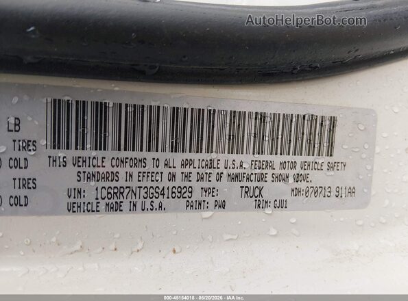 1C6RR7NT3GS416929 2016 RAM 1500 White Vista del compartimento del motor