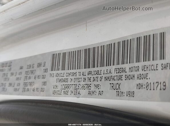 1C6RR7TT2LS106705 2020 RAM 1500 CLASSIC White 
