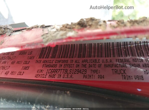 1C6RR7TT9LS129429 2020 RAM 1500 CLASSIC Red ძრავის განყოფილების ხედი
