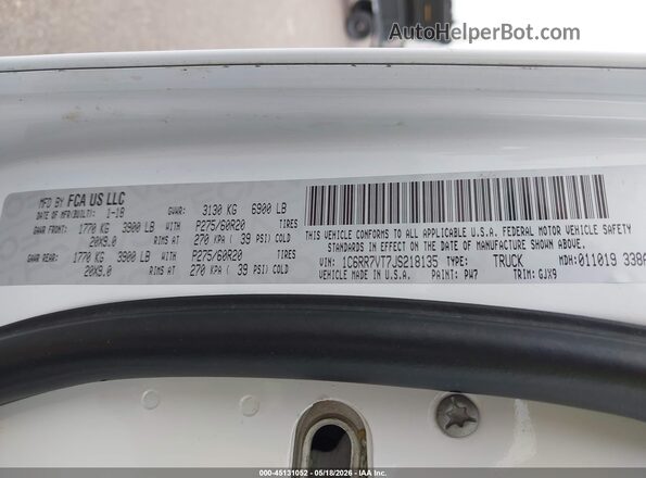 1C6RR7VT7JS218135 2018 RAM 1500 White Engine compartment view