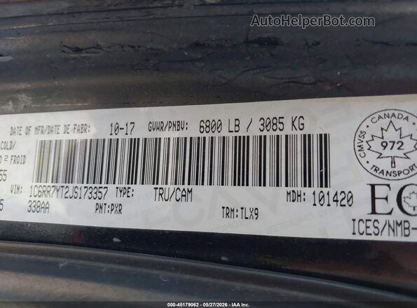1C6RR7YT2JS173357 2018 RAM 1500 Black Вид підкапотного простору