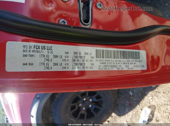 1C6RR7YT4GS369616 2016 RAM 1500 Red Vista del compartimento del motor