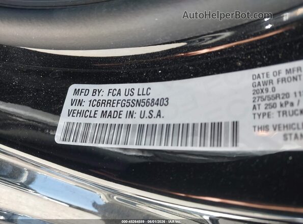 1C6RREFG5SN568403 2025 RAM 1500 Black Engine compartment view