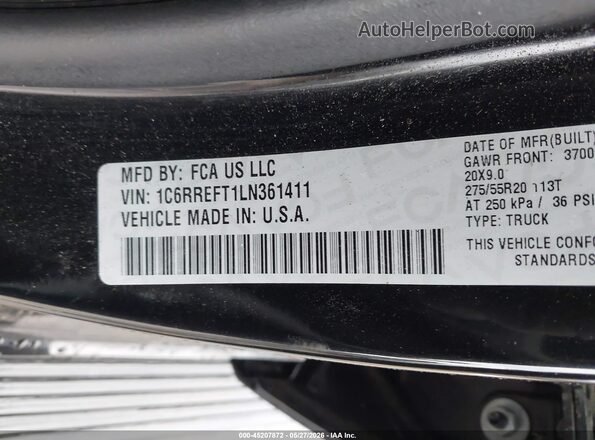 1C6RREFT1LN361411 2020 RAM 1500 Black Вид підкапотного простору